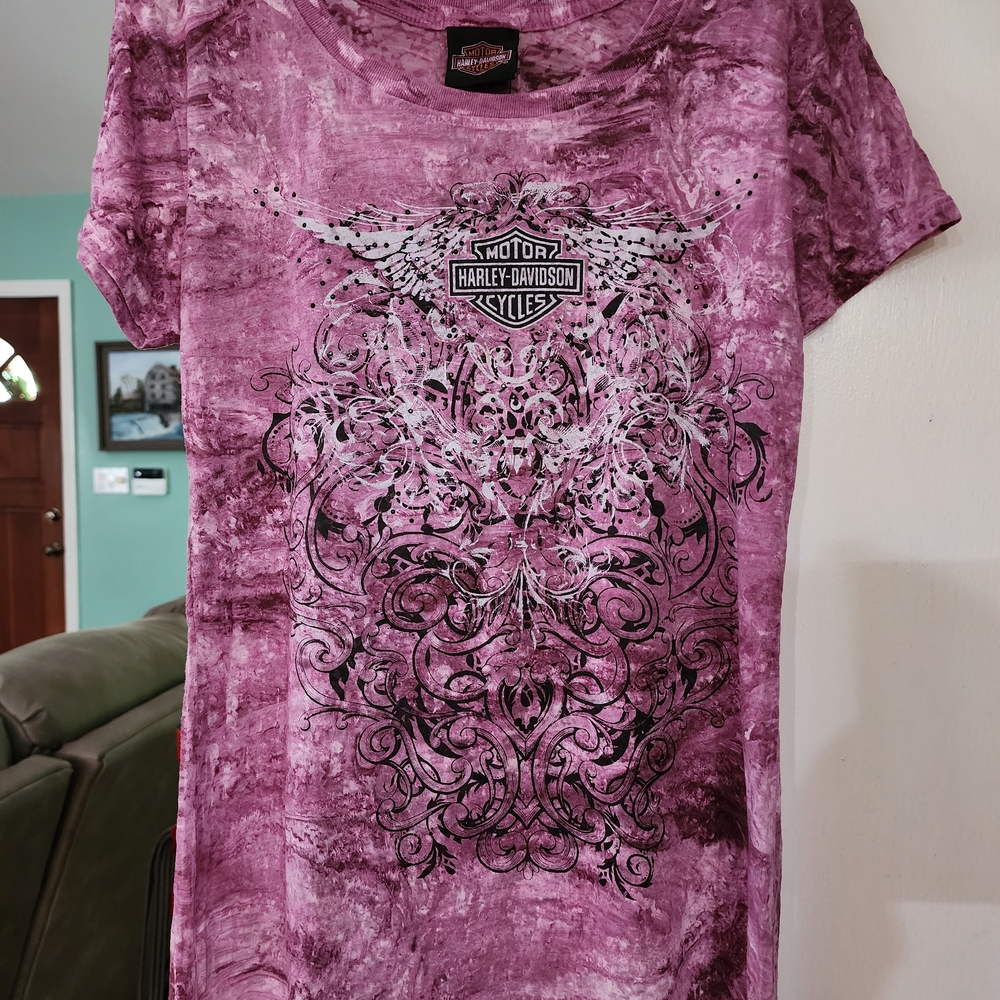 New Harley-Davidson Women's Pink Graphic Top